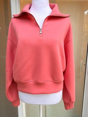 Old Navy Bounce Fleece Half-Zip Pullover Sweatshirt - XS - Coho Salmon / Coral